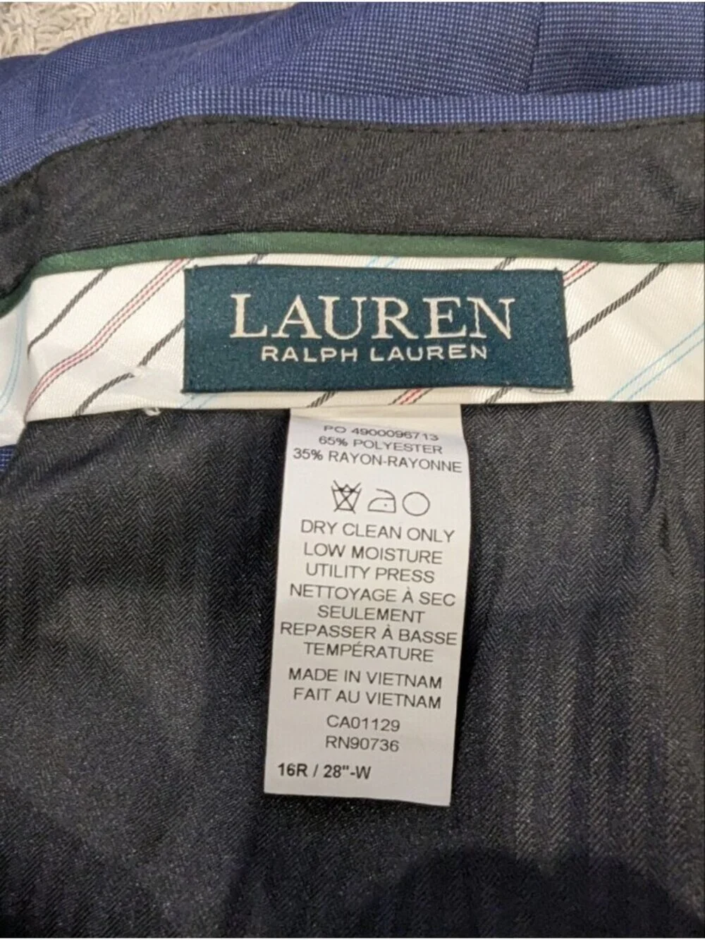 Ralph Lauren Boys Classic Navy Dress Pants 16R Tailored  Once Like New